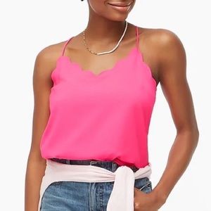 J. Crew Pink Scalloped Tank-Pink Sz 2. Lined. 💯 polyester